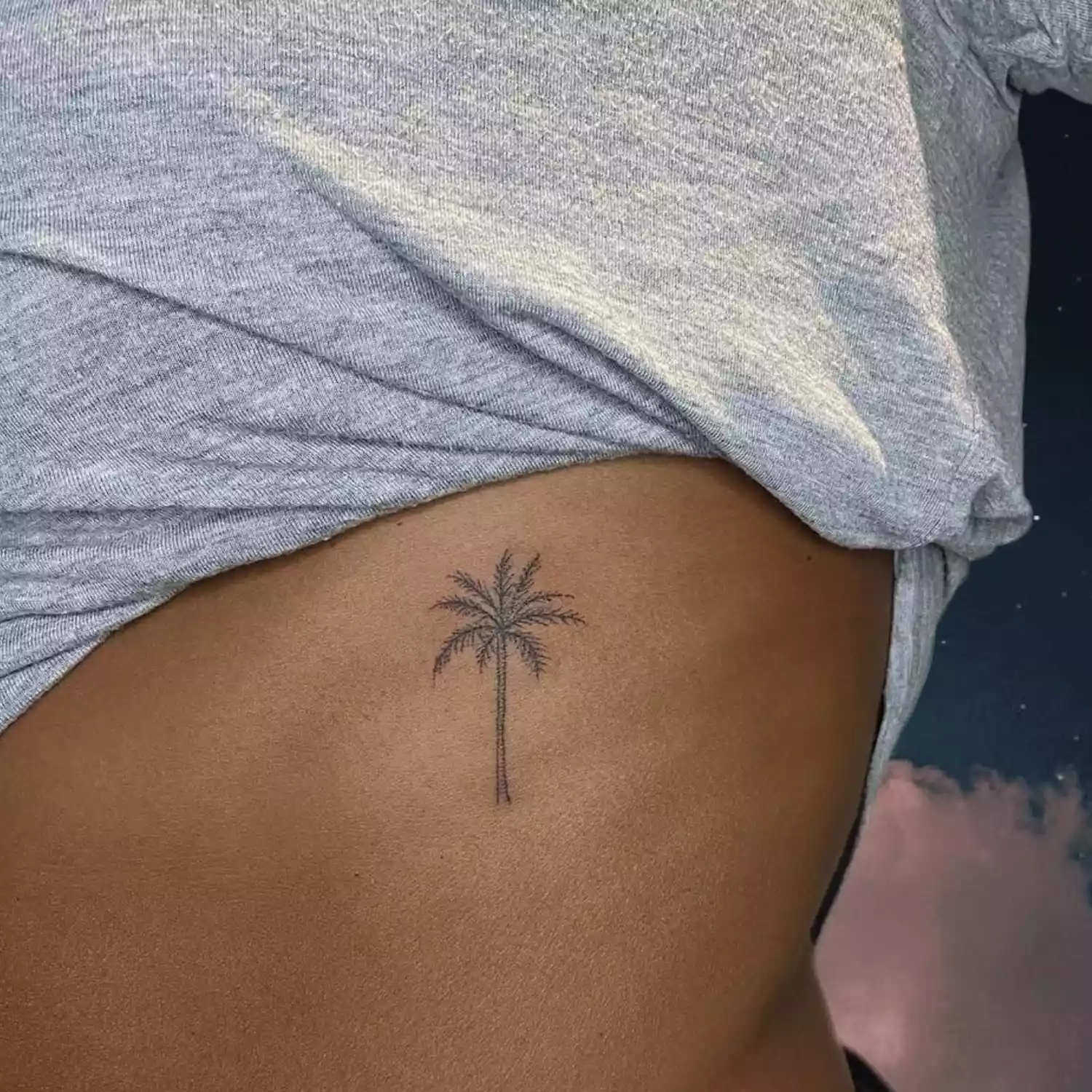 Palm tree line drawing tattoo 