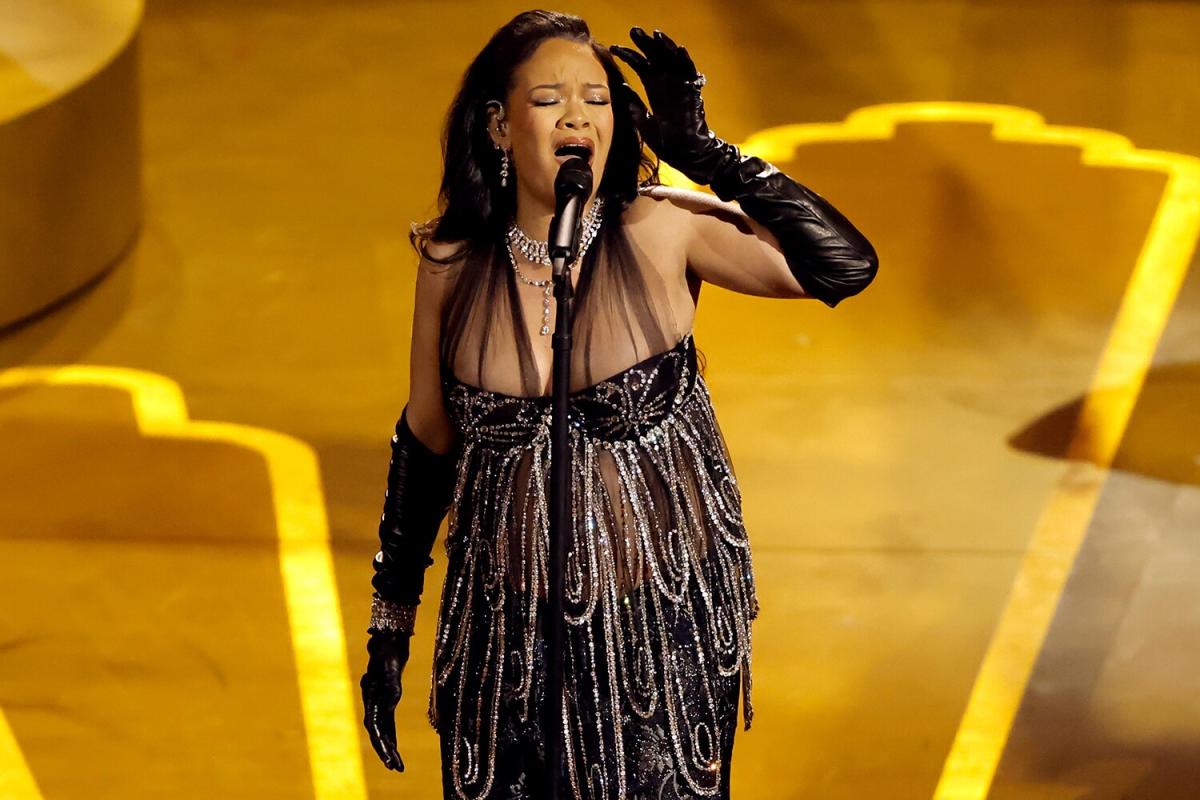 Pregnant Rihanna Puts Baby Bump on Display During Oscars 2023 Performance as A$AP Rocky Toasts Her