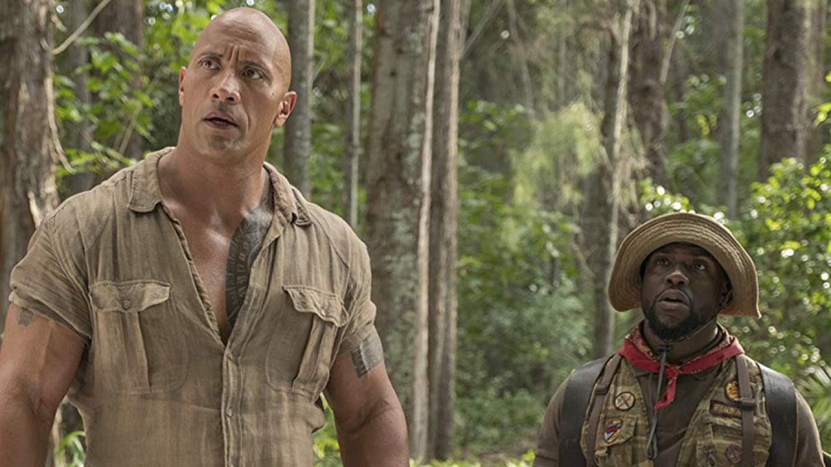 Dwayne Johnson and Kevin Hart from a still in Jumanji | Columbia Pictures