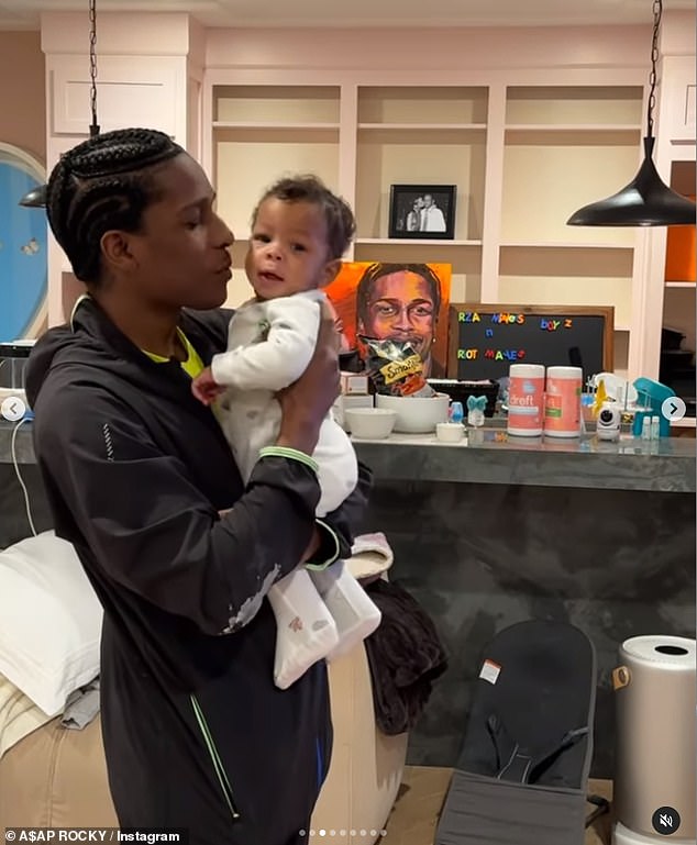 A$AP - real name Rakim Athelaston Mayers - showed off the furnishings in a sweet first birthday post for Riot which included pictures of the toddler in his playroom