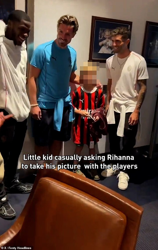 The billionaire singer, 36, was in the Big Apple to watch Man City's preseason loss to A C Milan and posed with Jack and A C Milan's Christian Pulisic and Yunus Musah