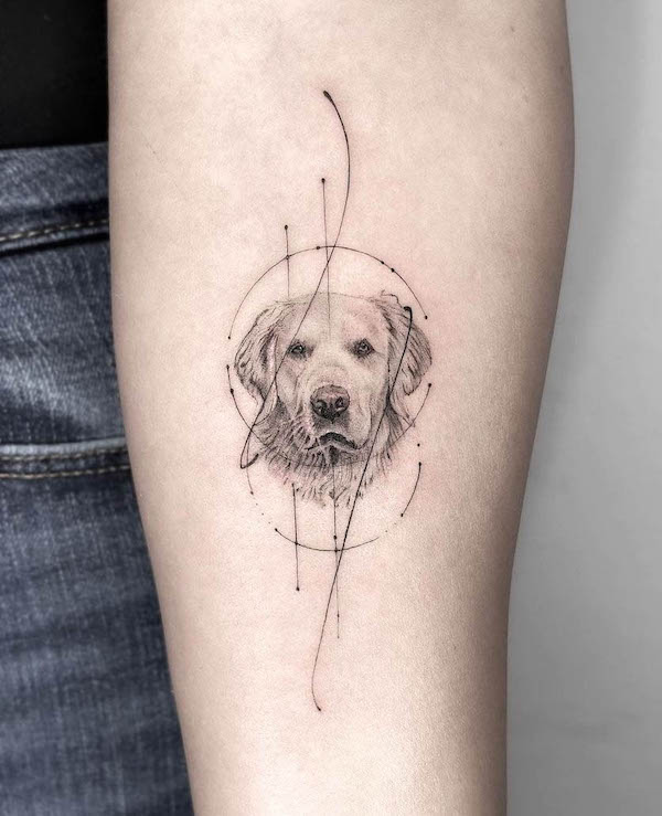 Realism golden retriever tattoo by @torocsik_daniel