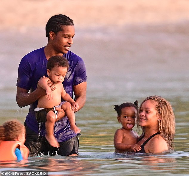 Rihanna and ASAP Rocky enjoyed a family beach day in Barbados this week