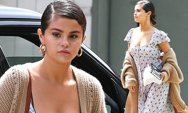 Selena Gomez dons floral dress and slouchy sweater for Easter Sunday church  services in Los Angeles | Daily Mail Online