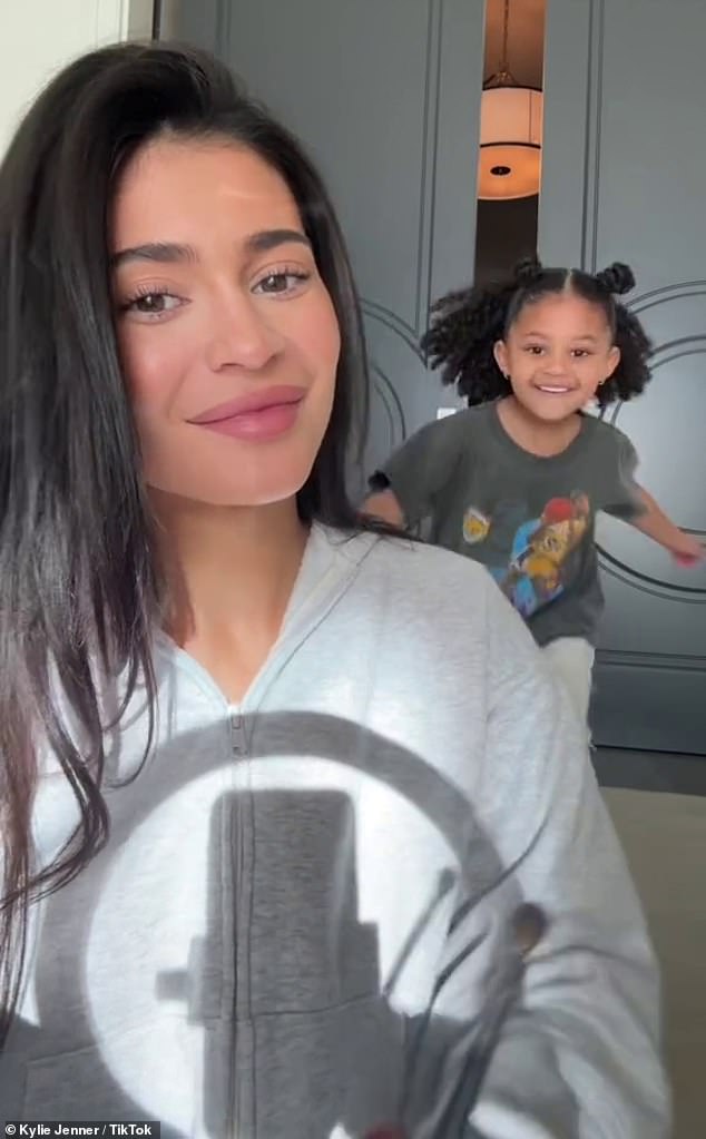 Firstborn: Jenner's daughter Stormi, 5, also made a cameo in the short snippet