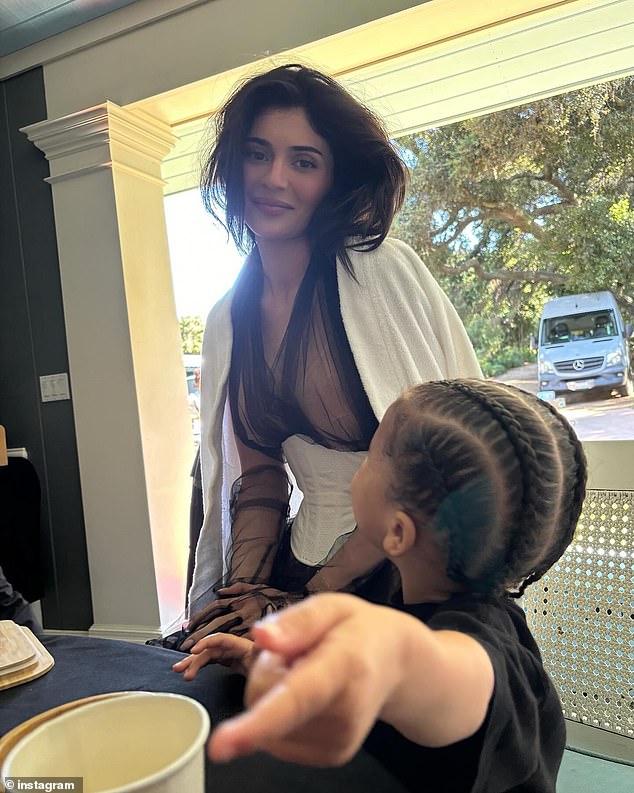 Kylie Jenner, 27, shared a sweet glimpse into her everyday life with her daughter Stormi, six, and son Aire, two, in a new Instagram post