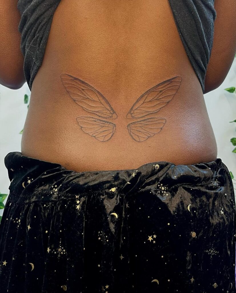 Wing Tattoo on the Tramp Stamp for Women: Celestial Wings
