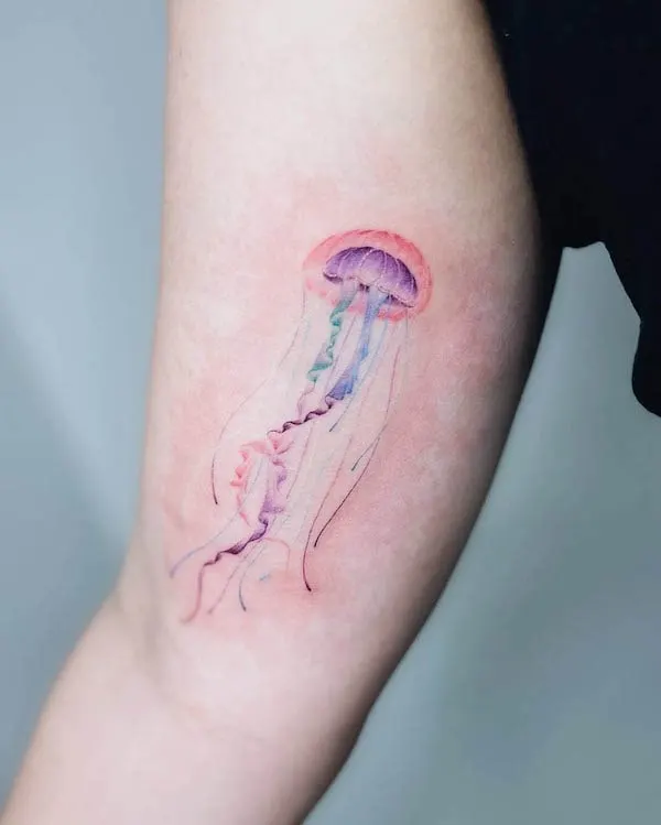 Watercolor jellyfish tattoo by @hailey_blossom