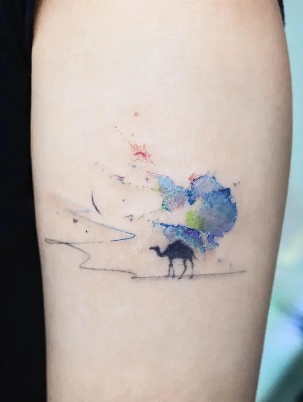 Camel and dessert tattoo by @tattooist_namoo