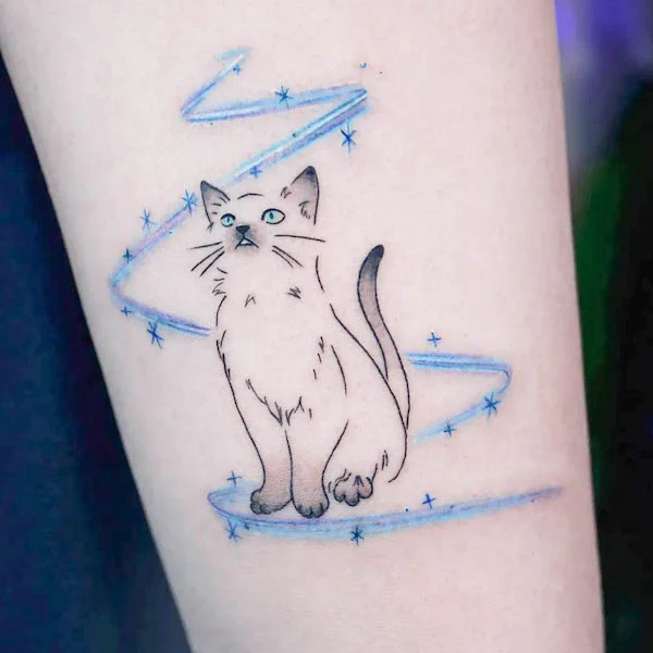 Stardust cat tattoo by @tattooist_namoo