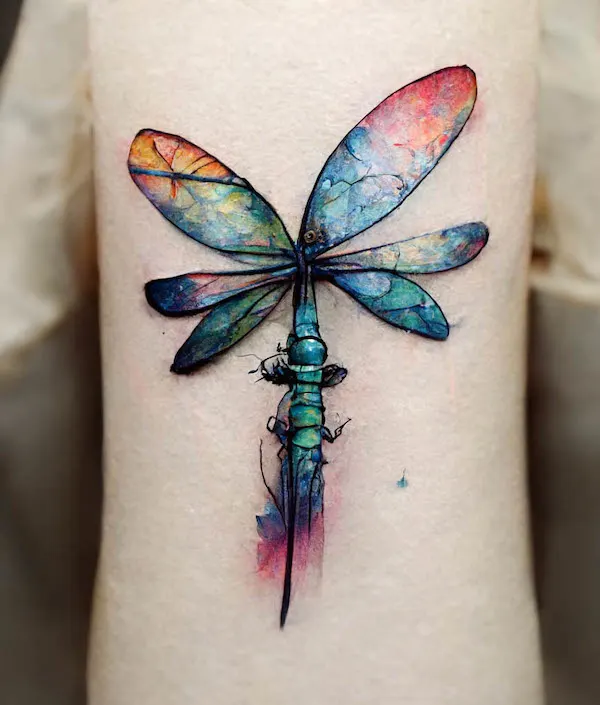 Watercolor dragonfly tattoo 1