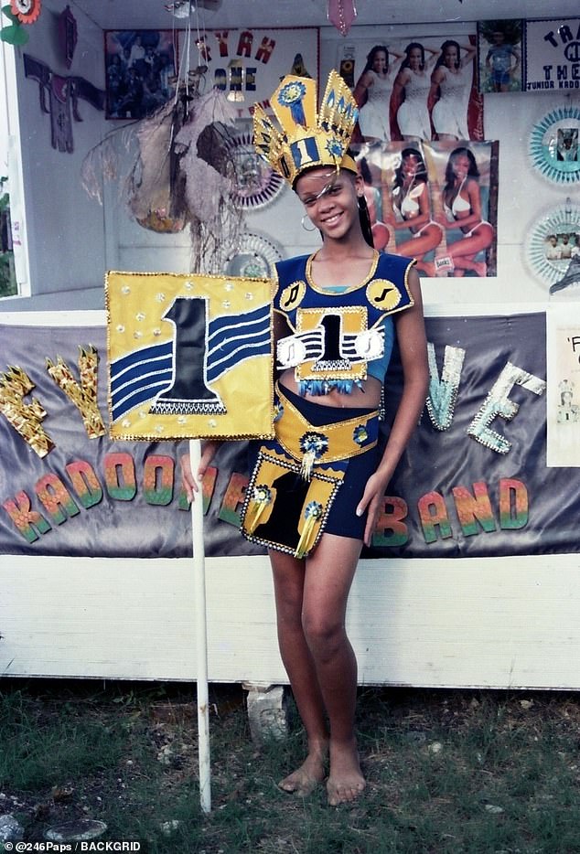 Future superstar: Years before becoming a singing sensation and fashion designer, Rihanna was just a 14-year-old girl showcasing her flair for creativity in her home country of Barbados