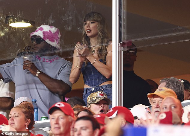 Swift could be seen cheering her boyfriend on from the stands at Arrowhead Stadium