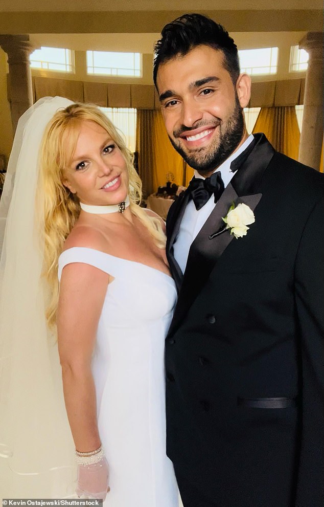 Yay! Britney, 40, said 'I do' to her partner of five years Sam Asghari at her Thousand Oaks home and stunned in a sweeping Versace gown on the lavish day