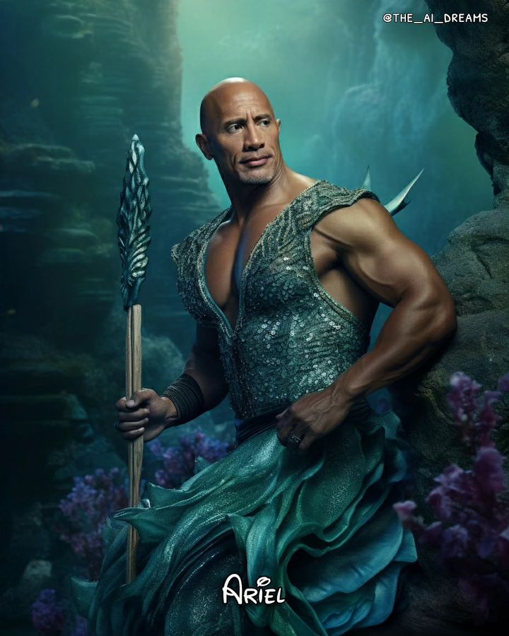 Dwayne-Johnson-Ariel Veja Dwayne Johnson se transformando em 10 Princesas da Disney