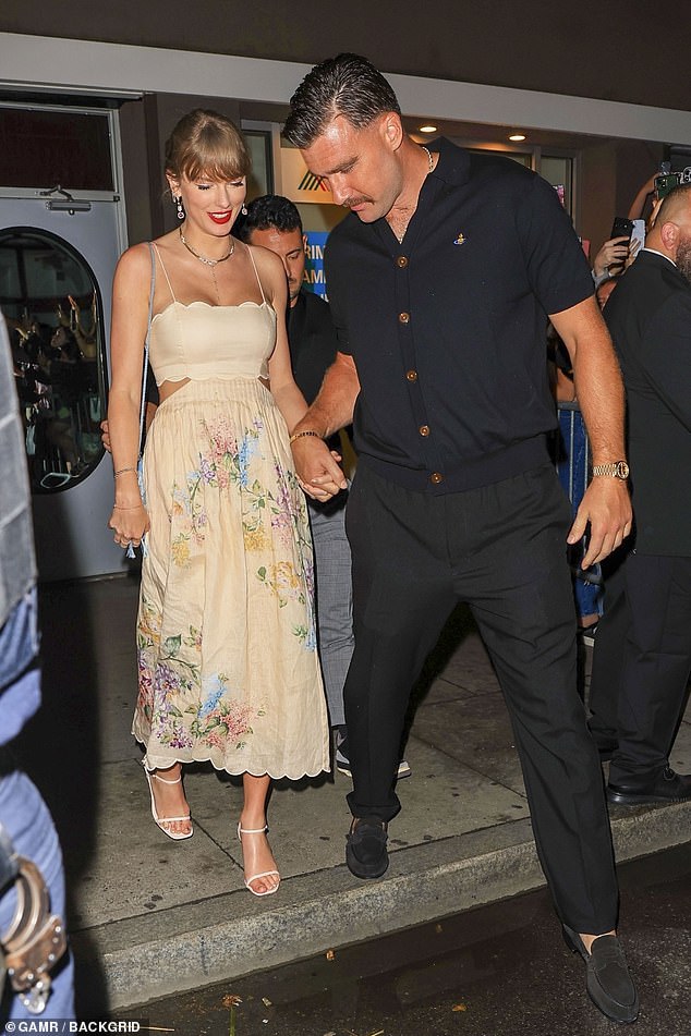 The elegant duo were spotted leaving the festivities hand-in-hand