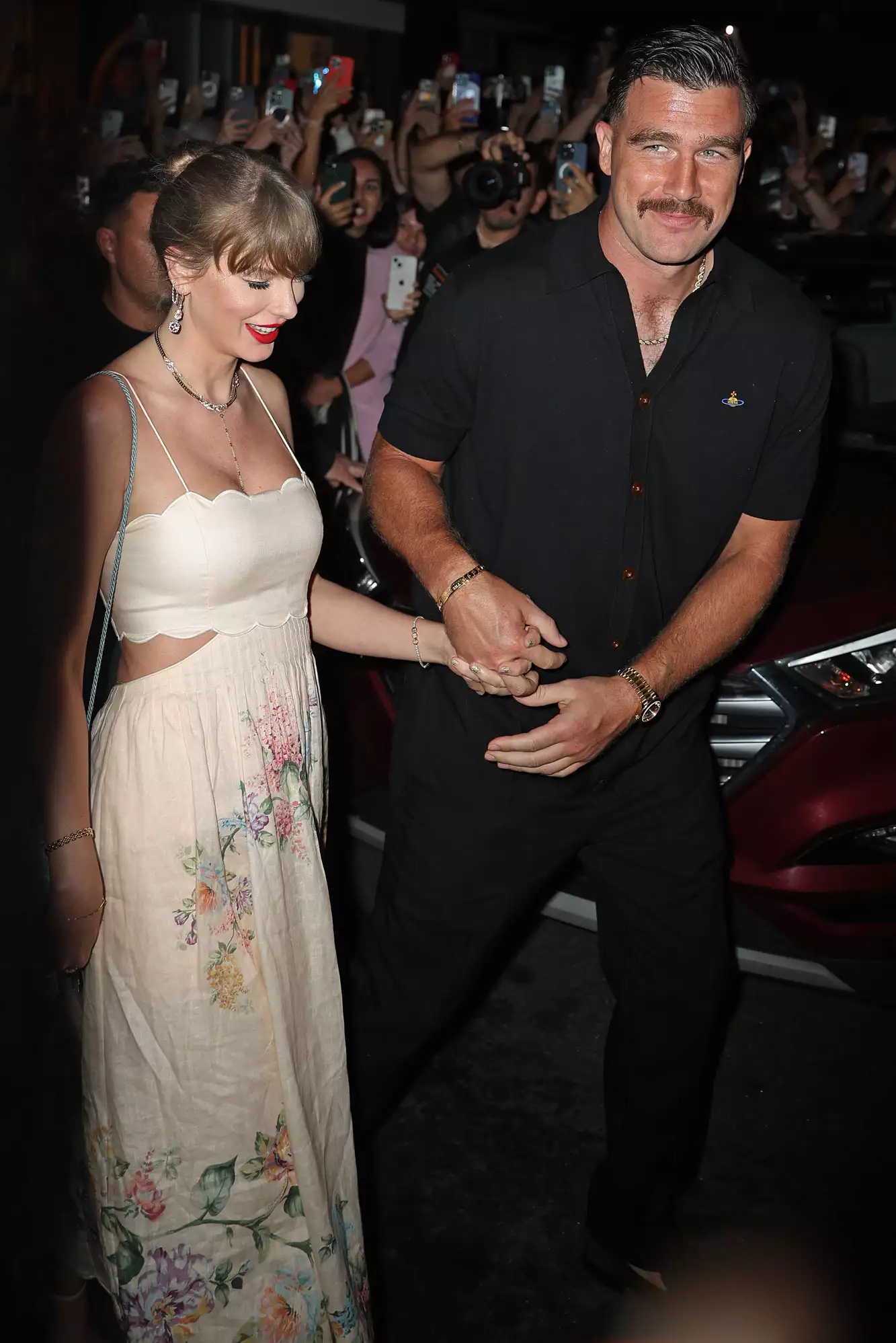 Taylor Swift and Travis Kelce are seen on September 7, 2024 in New York City.