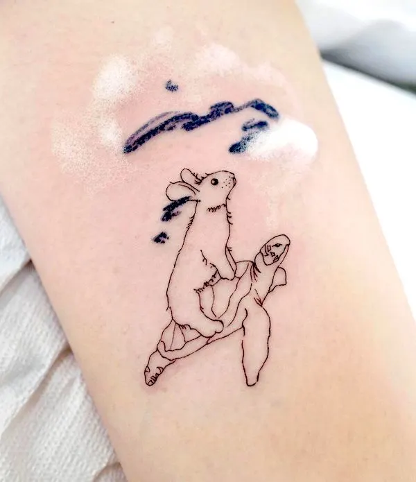 Bunny and turtle tattoo by @tattoo_joojoo