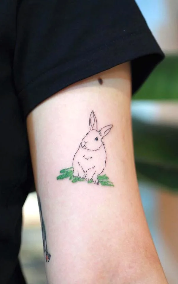 Small rabbit arm tattoo by @tattoo_joojoo