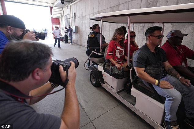 Swift got a transport to her luxury suite inside Arrowhead Stadium to watch Chiefs-Bengals