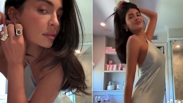 Video: Kylie Jenner changes into a silky dress in since deleted TikTok |  Daily Mail Online