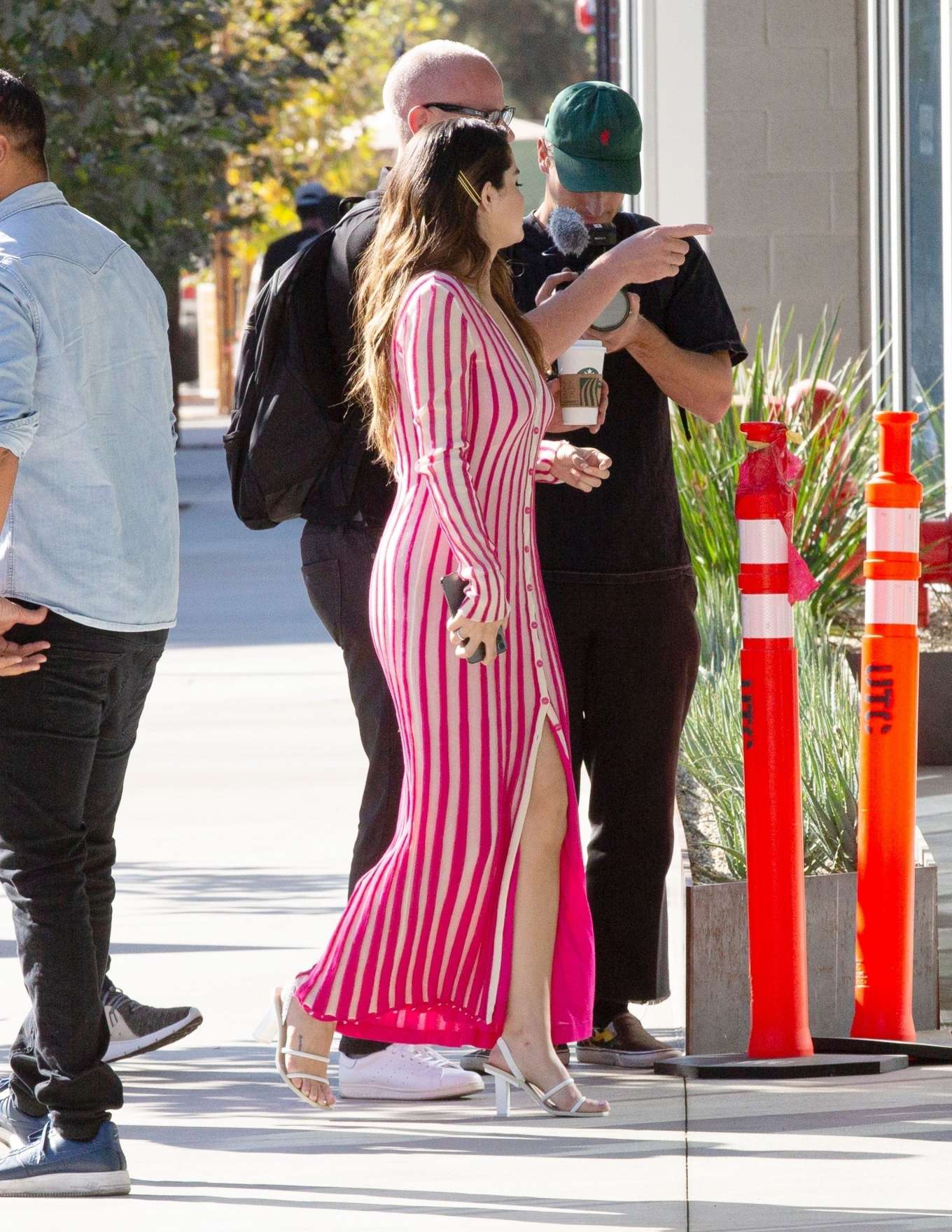 Selena Gomez in Red and White Dress-01 – GotCeleb