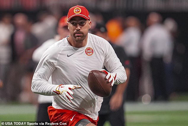 Kelce was later seen warming up on the field ahead of the big Sunday night clash